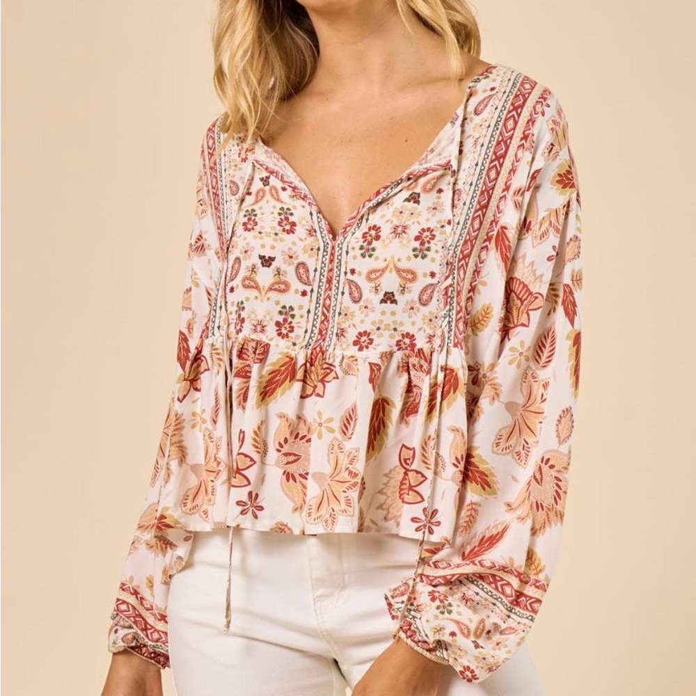 A Beautiful Soul (Aruba) size A (14-16) Boho Paisley Peasant Top